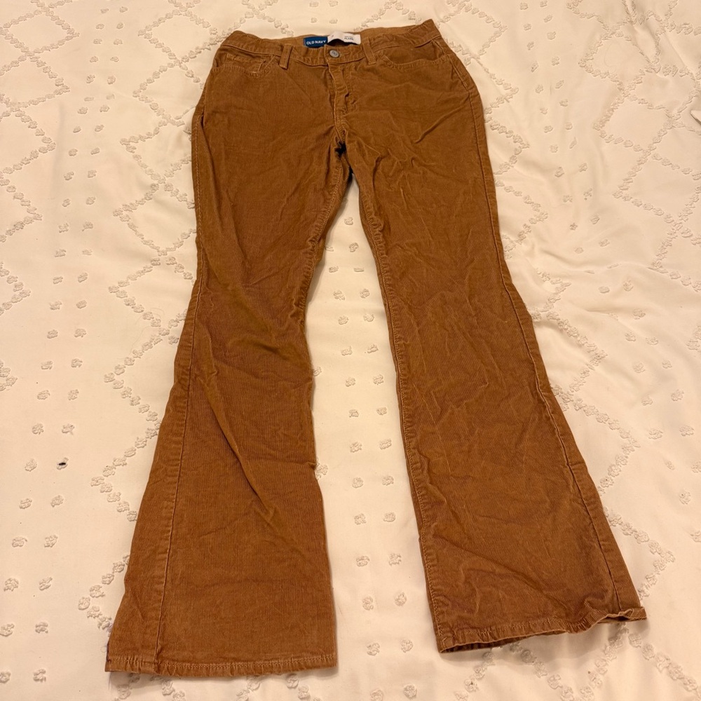 Old Navy High Rise Flare Ochre Corduroy Size 18 girls